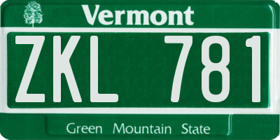VT license plate ZKL781