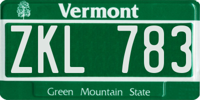 VT license plate ZKL783