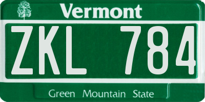 VT license plate ZKL784