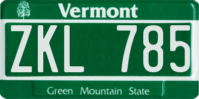 VT license plate ZKL785