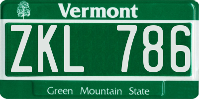 VT license plate ZKL786