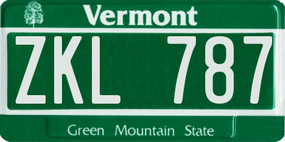 VT license plate ZKL787