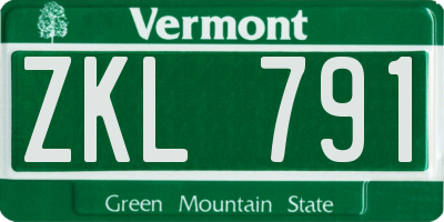 VT license plate ZKL791