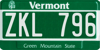 VT license plate ZKL796
