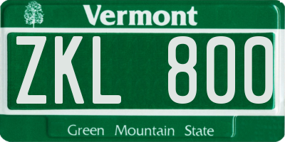 VT license plate ZKL800