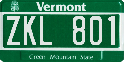 VT license plate ZKL801