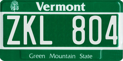 VT license plate ZKL804