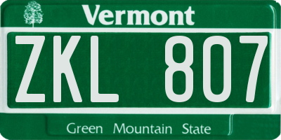 VT license plate ZKL807