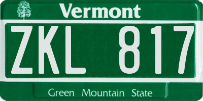 VT license plate ZKL817