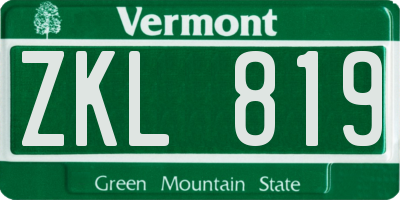 VT license plate ZKL819