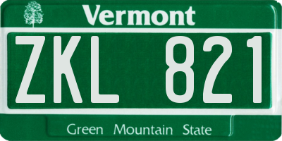 VT license plate ZKL821