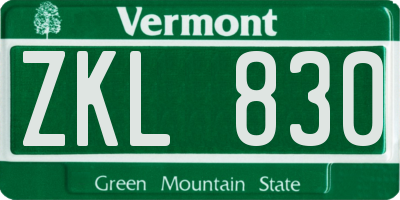 VT license plate ZKL830