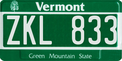 VT license plate ZKL833