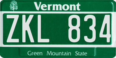 VT license plate ZKL834