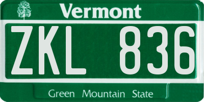 VT license plate ZKL836