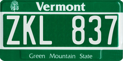 VT license plate ZKL837