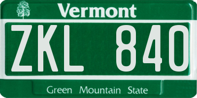 VT license plate ZKL840