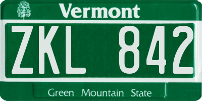 VT license plate ZKL842