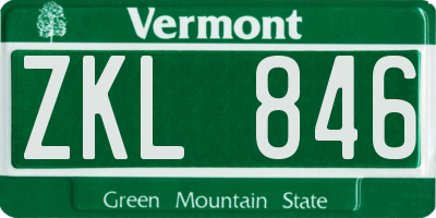 VT license plate ZKL846