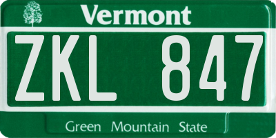 VT license plate ZKL847