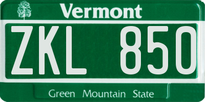 VT license plate ZKL850