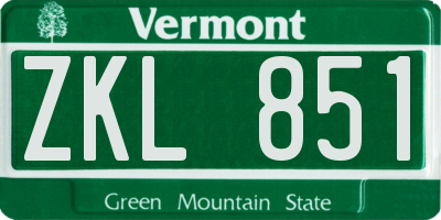 VT license plate ZKL851