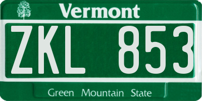 VT license plate ZKL853