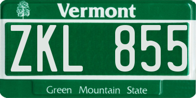 VT license plate ZKL855