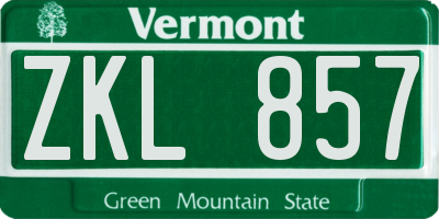 VT license plate ZKL857