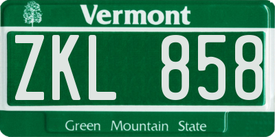 VT license plate ZKL858