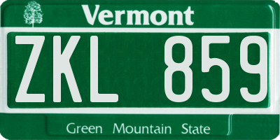 VT license plate ZKL859