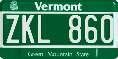 VT license plate ZKL860