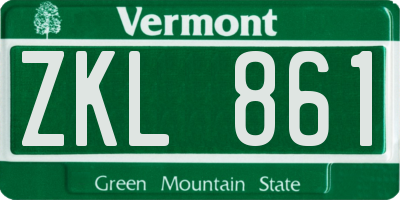 VT license plate ZKL861