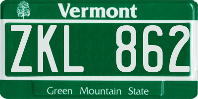VT license plate ZKL862