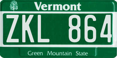 VT license plate ZKL864