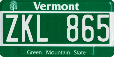 VT license plate ZKL865