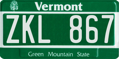 VT license plate ZKL867