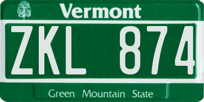 VT license plate ZKL874