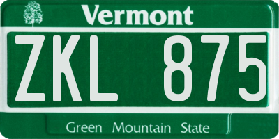 VT license plate ZKL875