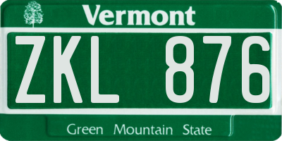VT license plate ZKL876
