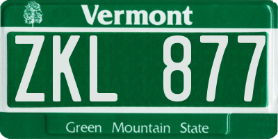 VT license plate ZKL877