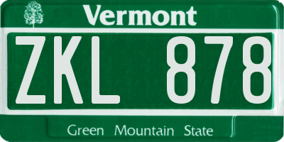 VT license plate ZKL878