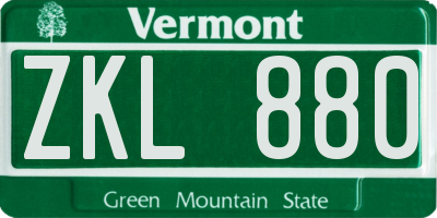VT license plate ZKL880