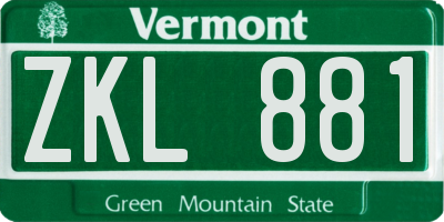 VT license plate ZKL881