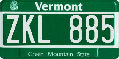 VT license plate ZKL885
