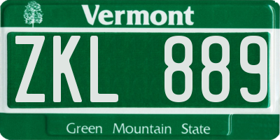 VT license plate ZKL889