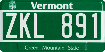 VT license plate ZKL891
