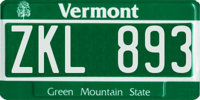 VT license plate ZKL893