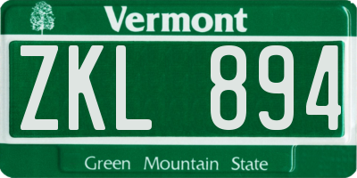 VT license plate ZKL894