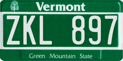 VT license plate ZKL897